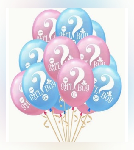 Set 10 Baloane din Latex, Flippy, Model Party Gender Reveal, 30 cm, Roz Albastru