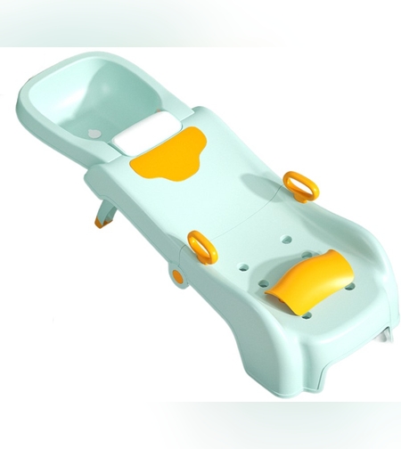 Suport Pliabil pentru Spalat Parul Flippy, Pentru Copii, cu Scurgere, cu Picioare Antialunecare, Material Polipropilena, Suport Cap Reglabil, cu Manere, 110 x 35 x 21 cm, Verde