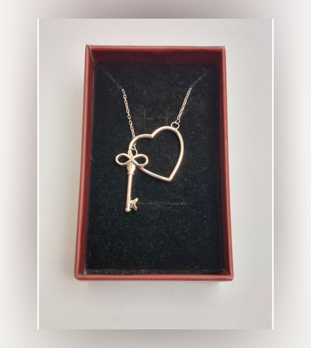 Colier Argint 925 Inima si Cheie, Jolie Silver, 2.3g, 2 cm x 2 cm