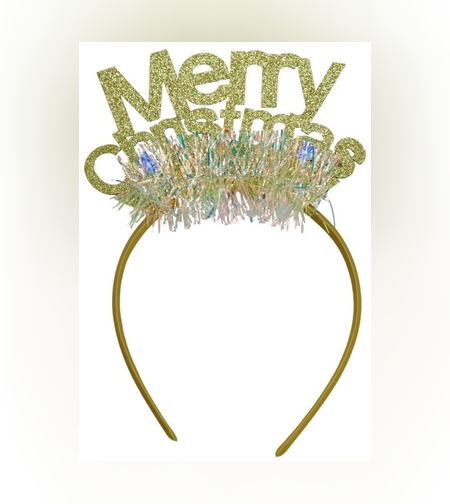 Bentita/cerc Mery Cristmas, culoare auriu cu beteala, marime standard, Flippy