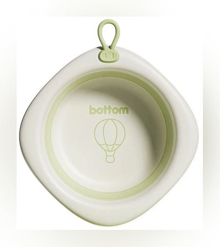 Cada Pliabila pentru Baie pentru Copii, Flippy, Cadita pentru Bebelusi, Model Romb cu Balon, Verde, 31.5x31.5x3.5 cm, 3L