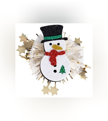 Agrafa de Par, Flippy, Tema Craciun, Model Om de Zapada, din Panza, 8.5 x 8.8 cm, Multicolor