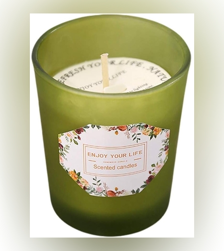 Lumanare Parfumata, Flippy, Model Pahar Verde, Aroma de Ghimbir, din Ceara de Soia, 6.2 x 5.2 cm, Verde