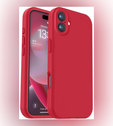 Husa de Protectie, Flippy, pentru iPhone 16 Plus, Liquid Silicone, cu Microfibra pe Interior, Protectie Antisoc, Compatibil Incarcare Wireless, Rosu