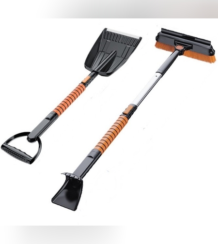 Lopata pentru zapada Flippy, 5 in 1, Perie, Racleta, 2 tipuri de Lopeti, Rotativa, Telescopica, Detasabila, Material Aluminiu si ABS, 100 x 25 cm, negru