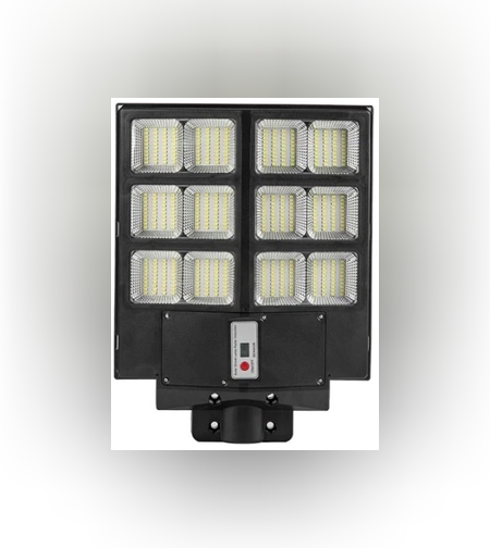 Lampa solara stradala Flippy, cu telecomanda, senzor de miscare si lumina, suport prindere, 480 LED-uri, IP65, ABS, 15AH, 300W, temperatura culoare 6500K, 44.6x34.8x7.2 cm, autonomie 10-12 ore, negru