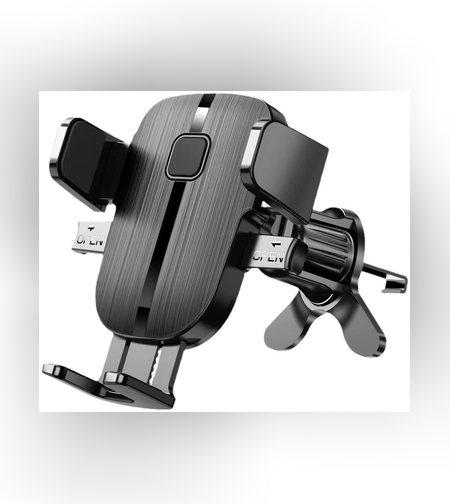 Suport Auto Telefon Flippy, Prindere Grila Ventilatie, Tija Fixare Reglabila, Rotativ 90 grade, Design Modern, Detalii Fine, Material Plastic si Silicon, 11 x  8.5 cm, Model 2, Negru