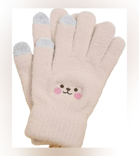 Manusi Dama, Flippy, Model Fata Zambitoare, Functie Touchscreen (ecran tactil), Material Lana Brodata, Manseta Elastica, Interior Pufos, Marime Universala, Bej