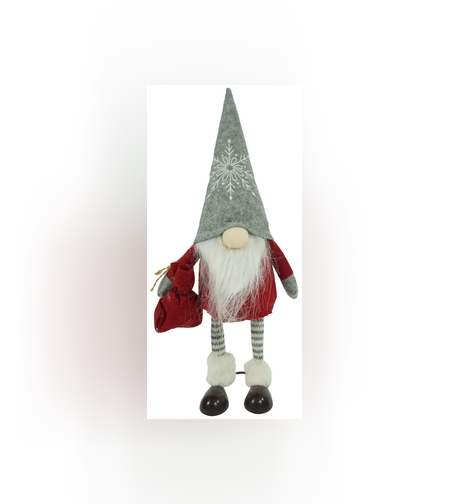 Ornament de Craciun spiridus, Flippy, rosu/alb, textil, 42 cm