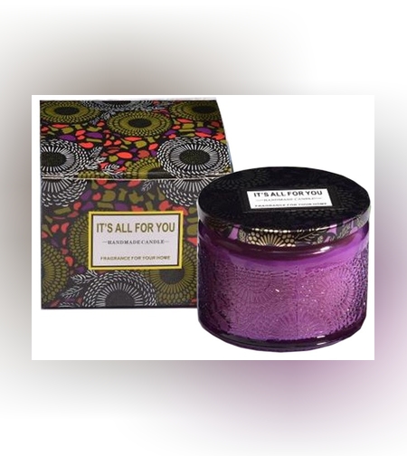 Lumanare Parfumata, Flippy, Model Borcan, Mov, Aroma de Ceai Alb