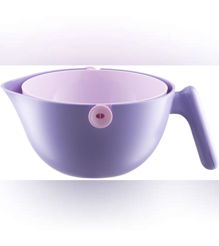 Bol cu Doua Straturi, Flippy, pentru Fructe, Legume, cu Cos de Scurgere a Apei, 2L, din ABS+PP, 29.9 x 22.5 x 11.8 cm, Mov