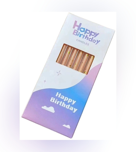 Set 6 Lumanari Lungi, Flippy, din Parafina, 10 x 0.5 cm, Happy Birthday, Oranj Pal