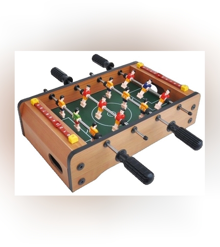 Masa de Fotbal cu Teren, Flippy, fara Picioare, 4 Manere, Tablou de Scor, 36.5 x 24 x 7 cm, din Lemn/Otel/ABS, Maro