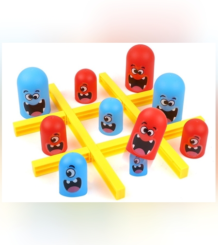 Joc Interactiv, Flippy, Tic Tac Toe Gobble, din Plastic, +3 Ani, 18 Piese, 21.5 x 4 x 10 cm, Albastru/Rosu