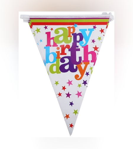 Set 10 Stegulete Tip Banner, Flippy, Colectia Happy Birthday, 270 cm Lungime, din Hartie Cretata, Multicolor