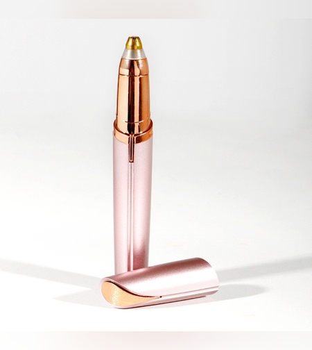 Trimmer Facial, Flippy, pentru Sprancene, Incarcare USB, 1.5 x 13 cm, din ABS, Roz Auriu