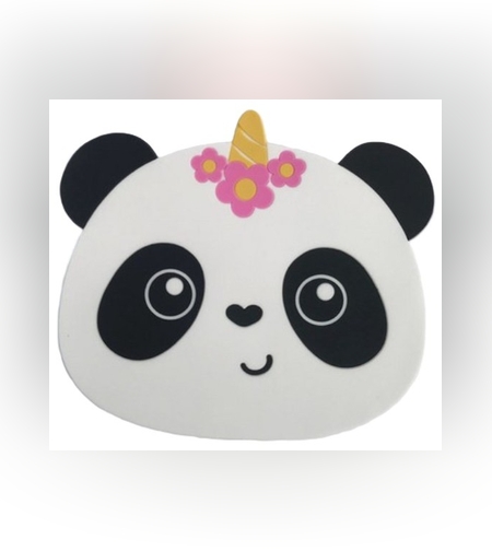 Suport pentru Pahar, Flippy, Model Urs Panda, din PVC, 18.5x16 cm, Rezistent la Caldura, Alb/Negru