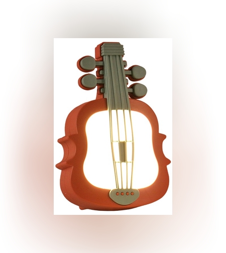 Lampa de Veghe, Flippy, cu Protectie pentru Ochi, Model Violina, Lumina Calda, Incarcare USB, ABS, 14.3x5x9.9 cm, Verde/ Rosu