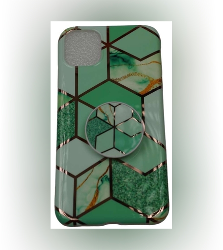 Husa protectie pentru Apple iPhone 11Pro Soft IMD TPU Marble Geometric Verde Suport inclus