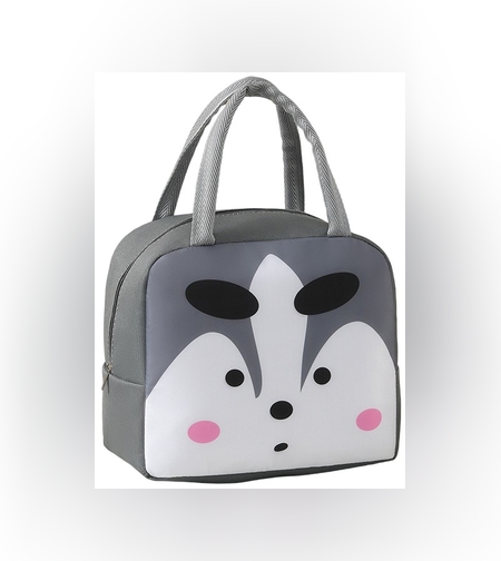 Geantă Frigorifică, Flippy, cu Desene Animat, Portabilă pentru Copii, de Prânz, din Pânză Oxford, 22x14x19 cm, Model Vulpe, Gri