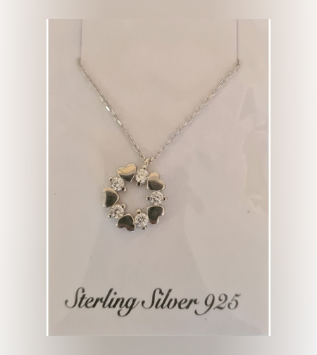 Colier Argint 925 Coronita din 5 Inimi, cu Zirconiu, Alb