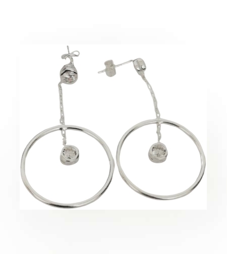 Cercei Argint 925 cu Lantisor si Cerc 23 mm