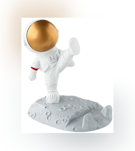 Suport pentru Telefon, Flippy, Suport de Birou pentru Telefon, Suport Telefon pentru Copii, Model Astronaut, Model 1, 9 x 10 x 6.5 cm, Plastic, Alb