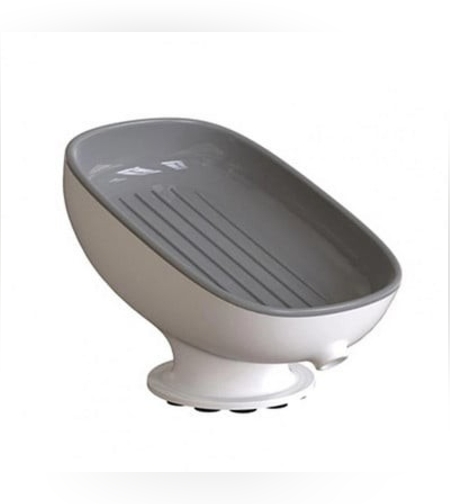 Savoniera din Plastic, Flippy, cu Ventuza, Design Modern, Gri