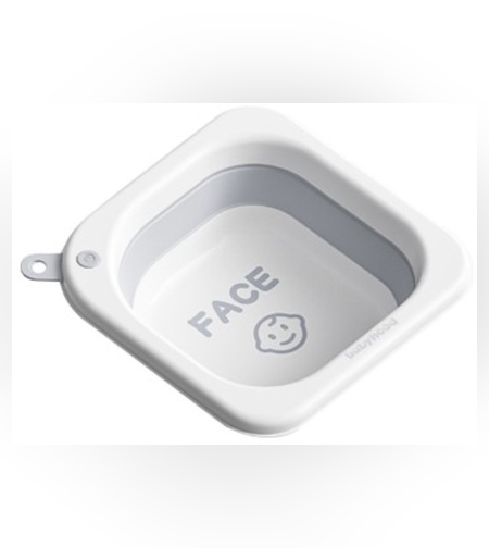 Lavoar Pliabil, Flippy, pentru Copii 1-8 Ani, 28.5x28.5x10 cm, din PE+PP, 3.5l, Model Fata, Gri