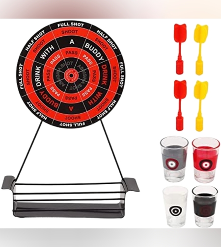 Joc de Baut Darts Flippy, 4 Sageti si Pahare de Shot Incluse, pentru petreceri si timp liber, 30 x 20 x 6.5 cm, multicolor