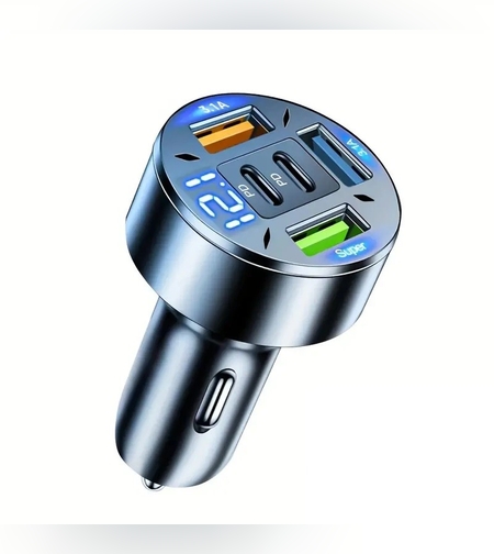 Incarcator Auto 5 in 1, Flippy, 3 x Port USB Fast Charge QC3.1 si 2 x Type C, PD 65W, Negru