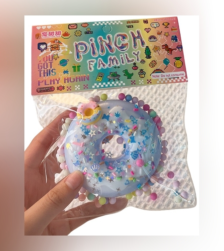 Jucarie Antistres Squishy, Flippy, cu Revenire Lenta, Squeeze Pinch Family, Model Gogoasa, 6x6 cm, 99g, Ambalaj Transparent, Albastru