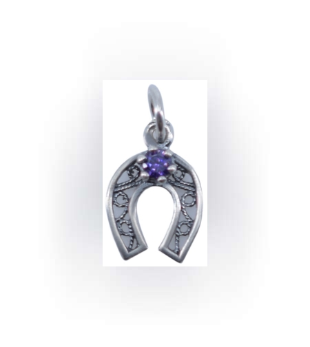 Pandantiv din Argint 925 Potcoava Filigran cu Piatra