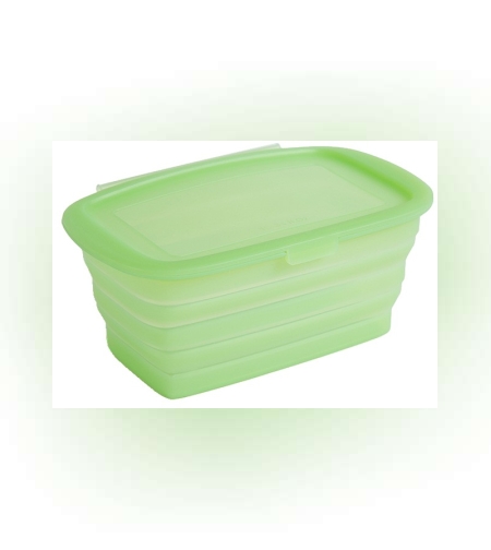 Caserola din Silicon, Flippy, Pliabila, 1L, 18.8 x 8 x 11.5 cm, Rezistenta Temperaturi Extreme, Verde