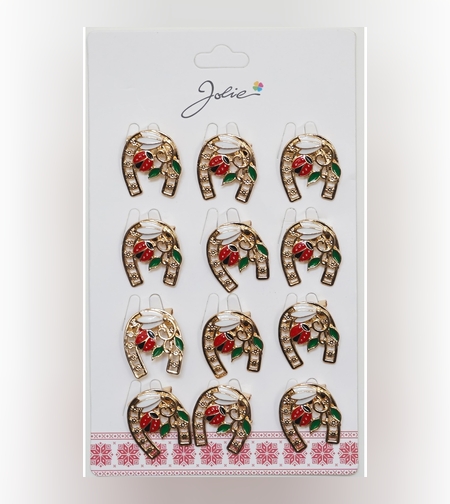 Set 12 Brose Martisor Primavara Potcoava cu Ghiocel si Buburuza