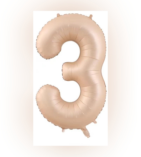 Balon din Folie Metalizata, Flippy, Figurina Cifra, Model 3, Tema Aniversare 100 cm, Ambalaj Individual, Pai Inclus, Umflare cu Aer sau Heliu, Crem