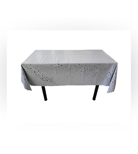 Fata de Masa, Flippy, din Folie, Imprimeu Stele Aurii, Impermeabila, 137 x 183 cm, Alb