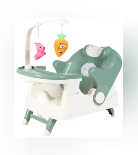 Scaun pentru Copii 2 in 1, Flippy, pentru Servit Masa si pentru Baie, Multifunctional, Pliabil, Portabil, din Plastic, Spatar Reglabil, 58 x 39 cm, Verde Deschis