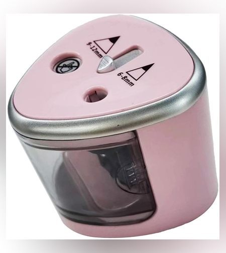 Ascutitoare Electrica cu 2 Gauri, Flippy, Gri, Baterii 4 x AA (neincluse), 7.5 x 7.5 x 7.5 cm, Roz