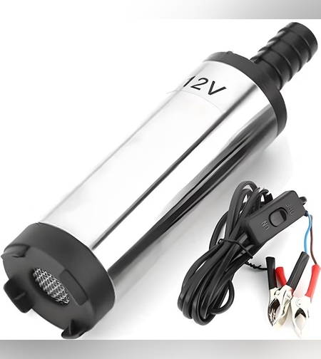 Pompa Electrica Transfer Motorina, Flippy, Pompa Submersibila, din Otel Inoxidabil, DC 12 V, 12.3 x 3.4 cm, 12L/min, Argintiu