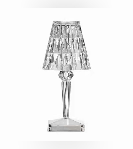 Lampa de birou pe LED RGB 16, Flippy, dimmer tactil, 3 nivele de intensitate, incarcare USB, 3W, Cristal Acrilic, 26x12 cm, cu telecomanda, transparent