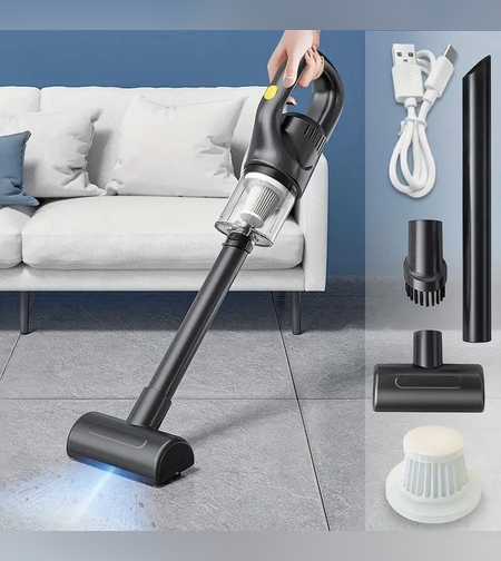 Aspirator Portabil fara Fir, Flippy, Incarcare USB, Pentru Casa si Masina, Autonomie 45 min, Negru