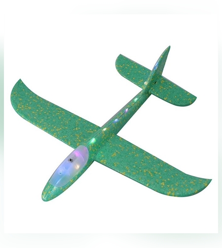 Avion Planor Flippy, cu Lumini pe Toata Lungimea, din Poliester, 48 cm, Verde