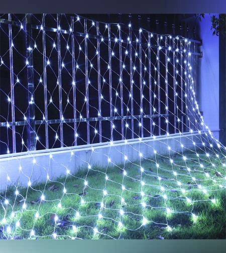 Instalatie de Craciun, Flippy®, Tip Plasa, 1.5 x 1.5 m, 120 LED-uri, Interconectabila, Alb Rece