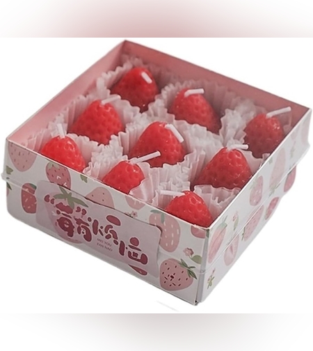 Set 9 Lumanari Parfumate, Flippy, Model Capsunici, Ardere 30 min, 117g, 9.3 x 9.3 x 3.8 cm, Rosu