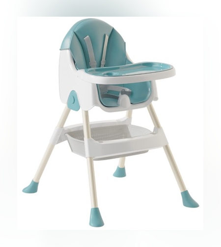 Scaun de Masa Pliabil 3in1, Flippy, Reglabil, Multifunctional, 3 Pozitii, Masuta si Husa Detasabile, Centura de Siguranta, Albastru