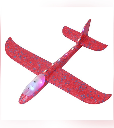 Avion Planor Flippy, cu Lumini pe Toata Lungimea, din Poliester, 48 cm, Rosu