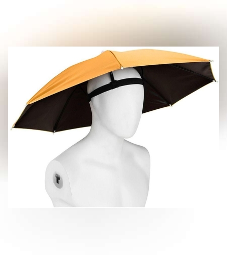 Umbrela de Cap, Flippy, Diametru 69 cm, Banda Elastica de Cap, Protectie UV/Ploaie, Portocaliu