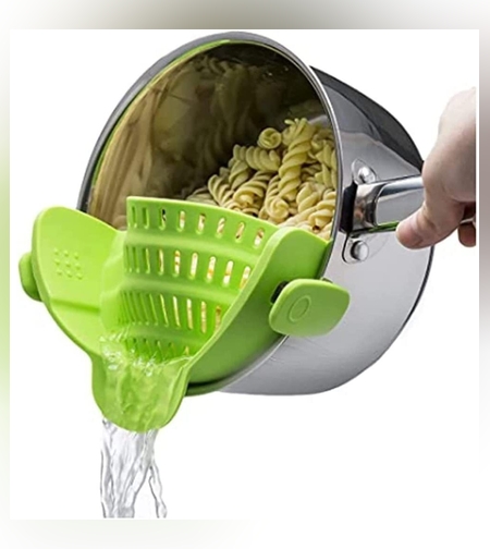 Strecurator Filtru pentru Vase, Flippy, din Silicon Rezistent la Temperaturi Inalte, Universal, Paste, Legume, Fructe, 23x12.5x6.7 cm Verde