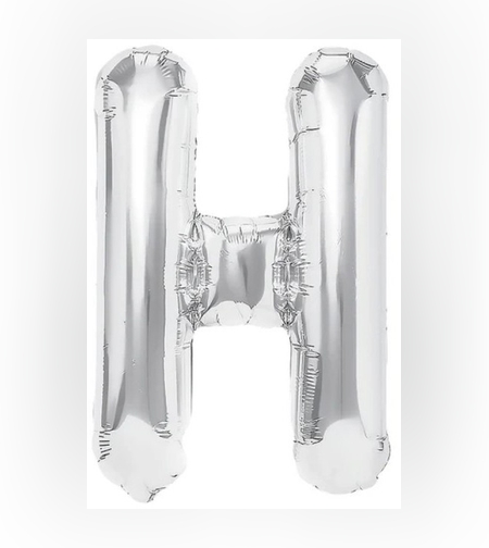 Balon Folie Metalizata Litera H, Flippy, 80 cm, Umflati cu Heliu sau Aer, Ambalaj Individual, Pai inclus, Argintiu